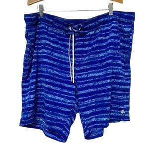 Coolibar Men’s UPF 50+ Swim Trunks Blue Striped Drawstring Shorts Size XL